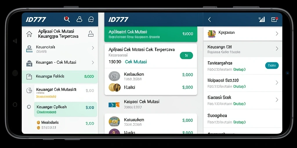 Antarmuka aplikasi ID777 untuk cek mutasi keuangan yang sederhana dan menarik.