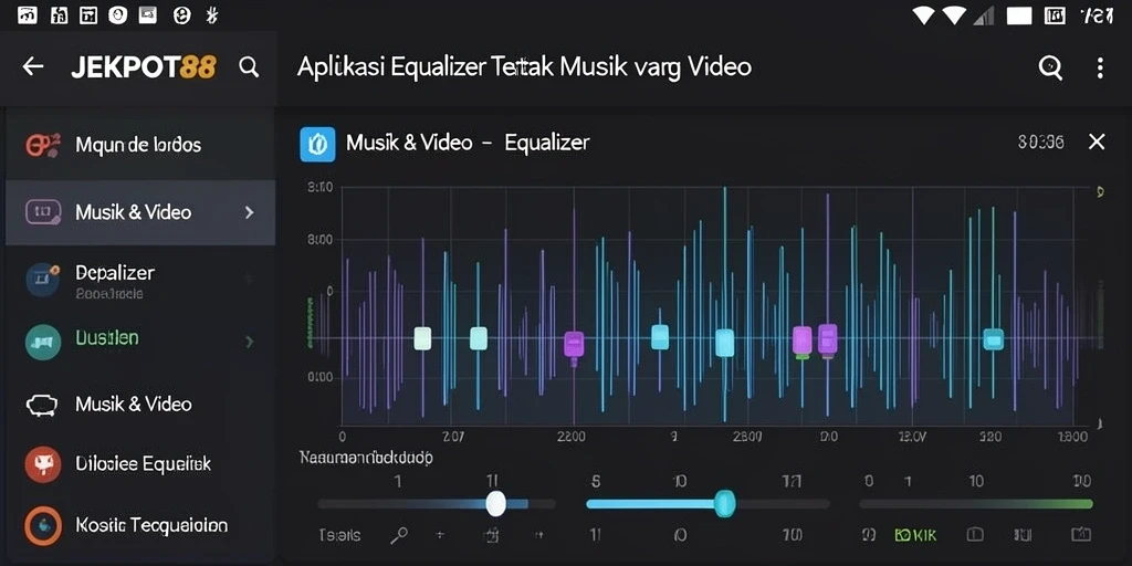 Screenshot antarmuka JEKPOT88 yang menampilkan fungsi Equalizer yang intuitif.