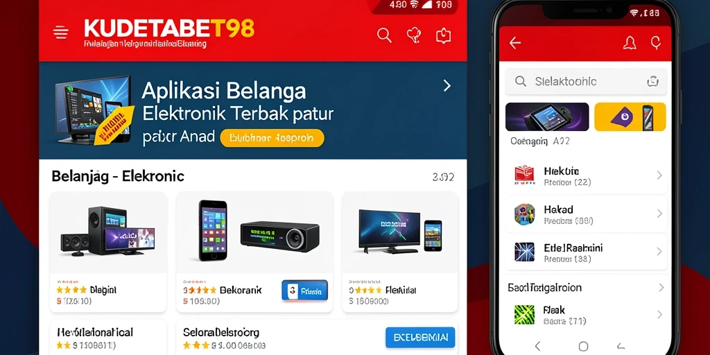 Tampilan antarmuka aplikasi KUDETABET98 yang memudahkan belanja elektronik.