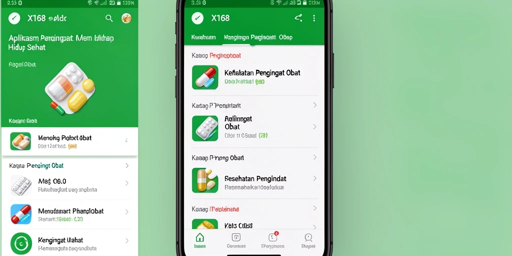 Antarmuka pengguna X168 dengan pengingat obat yang jelas dan mudah dipahami.